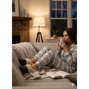 Dearfoams New Gray Memory Foam Slippers Faux Fur Lined No Sweat